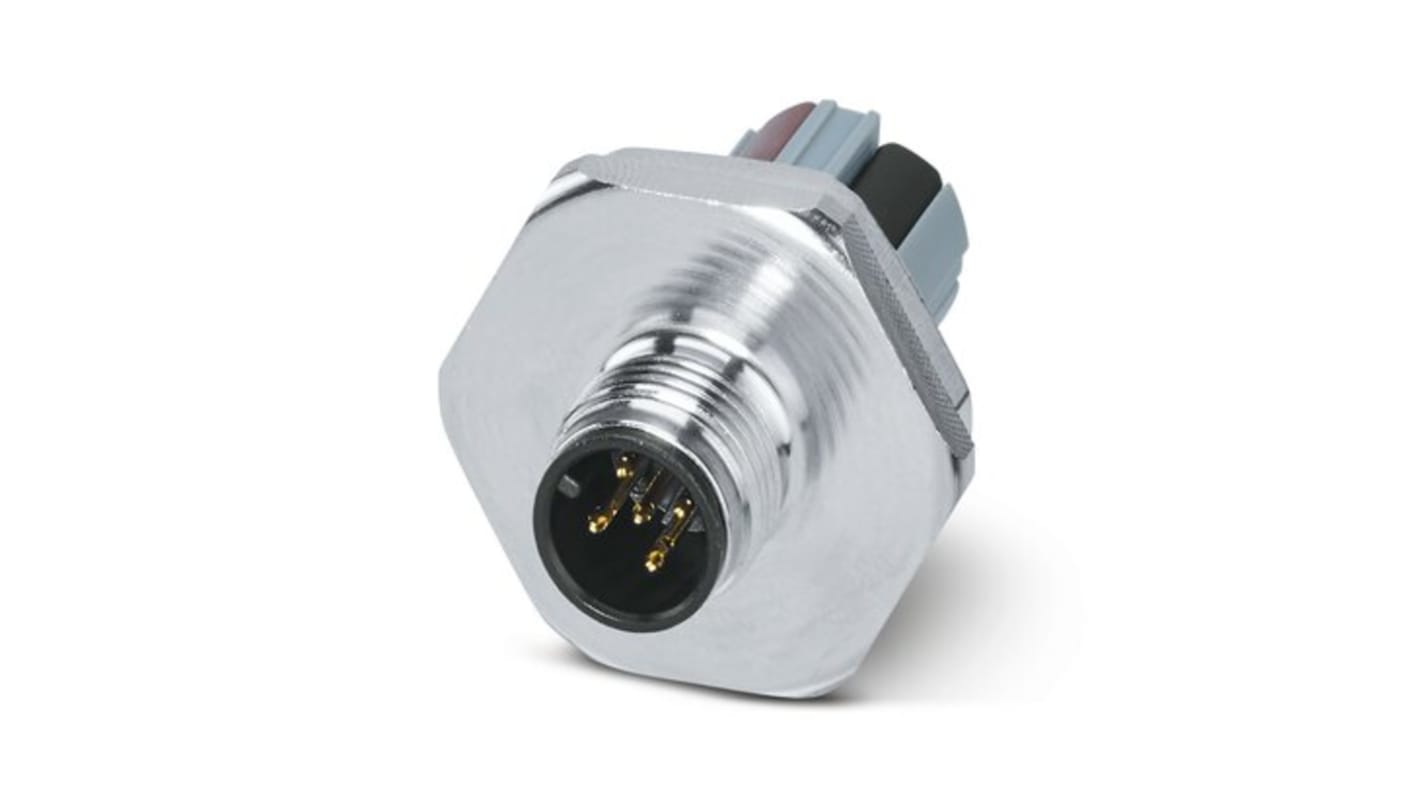Phoenix Contact Connector, 5 Contacts, Cable Mount, M12 Connector, Plug, Male, IP67, SACC Series