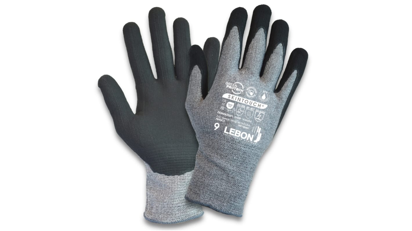 Gants Lebon Protection SKINTOUCH taille 11, Résistant aux coupures, 10 Paires, Gris