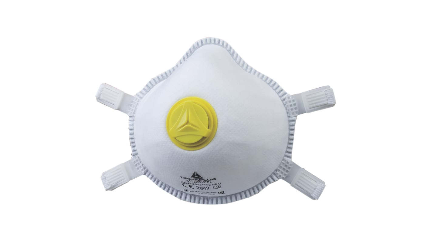 Delta Plus M1300V Series Disposable Respirator for General Purpose Protection, FFP2, Valved, Moulded, 10Each per Package