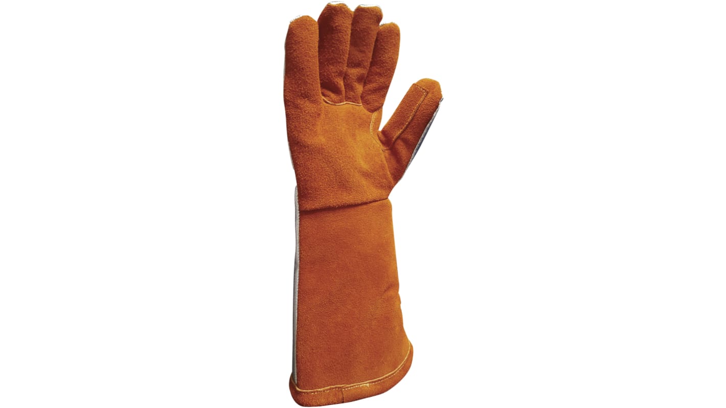 Guantes de soldadura de Piel Naranja Delta Plus serie TERK400, talla 10, con recubrimiento de Cuero Brontoguard