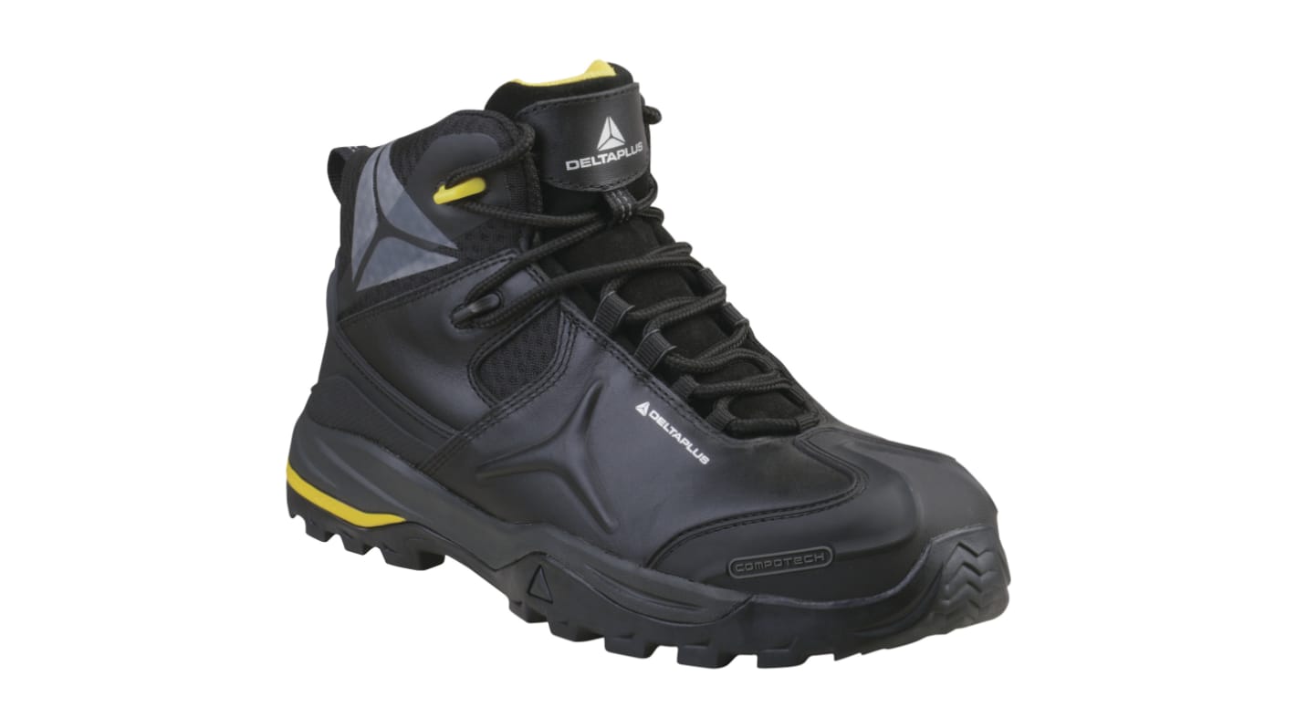 Delta Plus TW402 Black, Yellow Composite Toe Capped Men's Safety Shoes, UK 6, EU 39