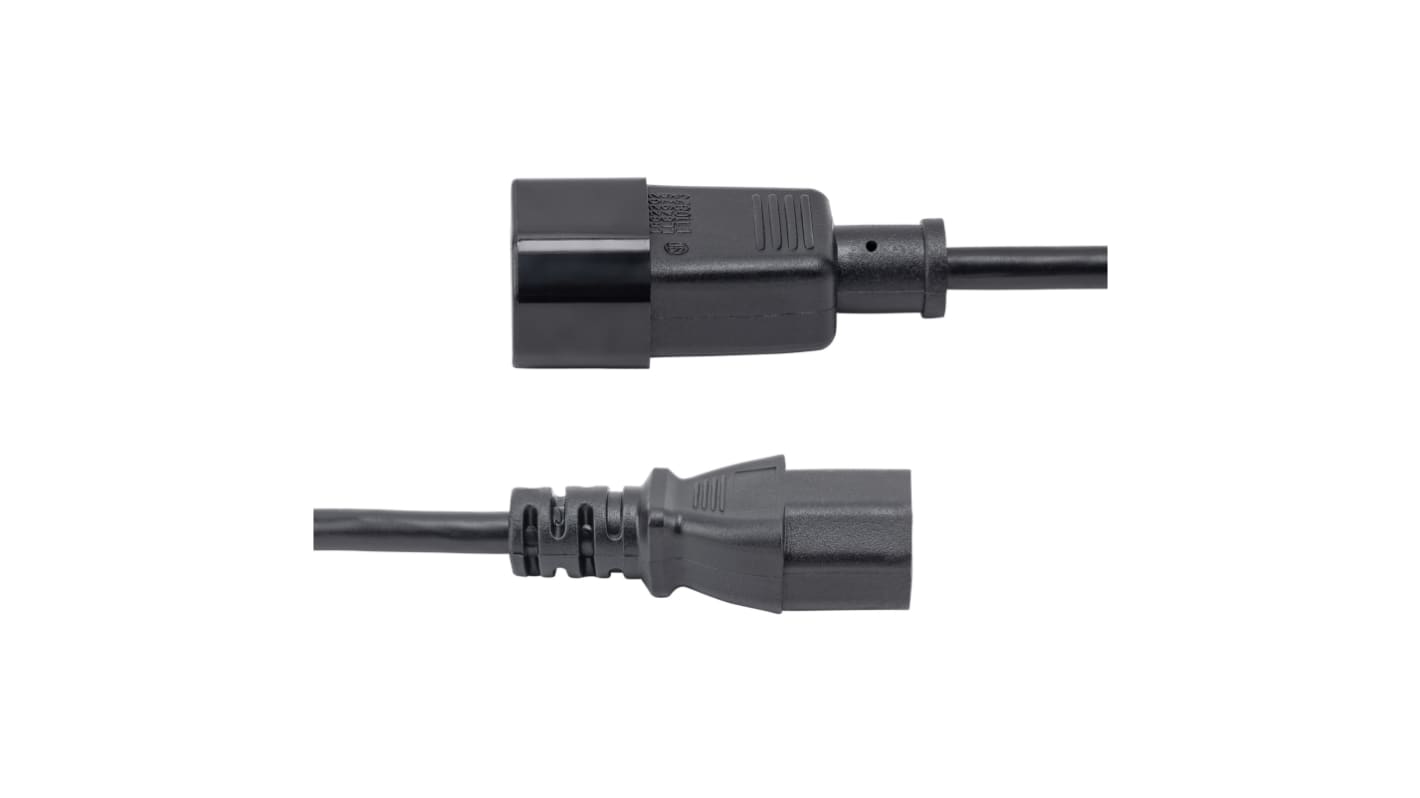 StarTech.com Straight IEC C13 Socket to Straight IEC C14 Plug Power Cord, 1m