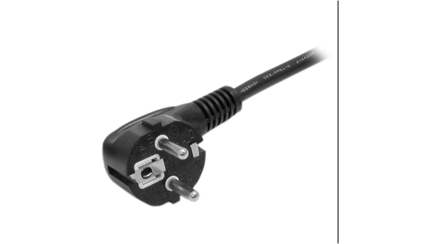 StarTech.com Konfektioniertes Stromkabel, A CEE 7/7 / Stecker abgewinkelt, B IEC C13 / Buchse gerade, 2m Schwarz,  250 V