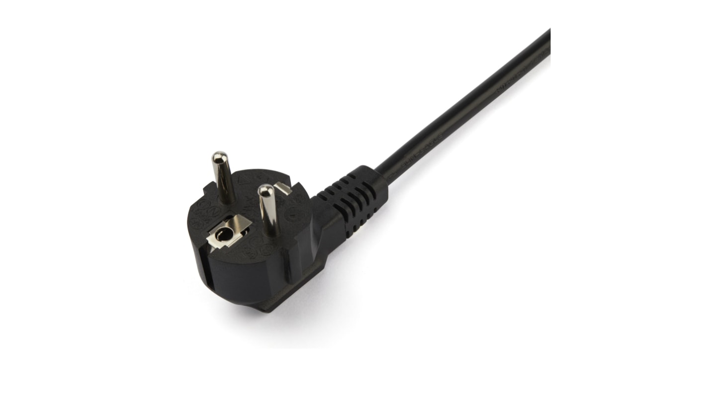 StarTech.com Right Angle CEE 7/7 Plug to Straight IEC C13 Socket Power Cord, 2m