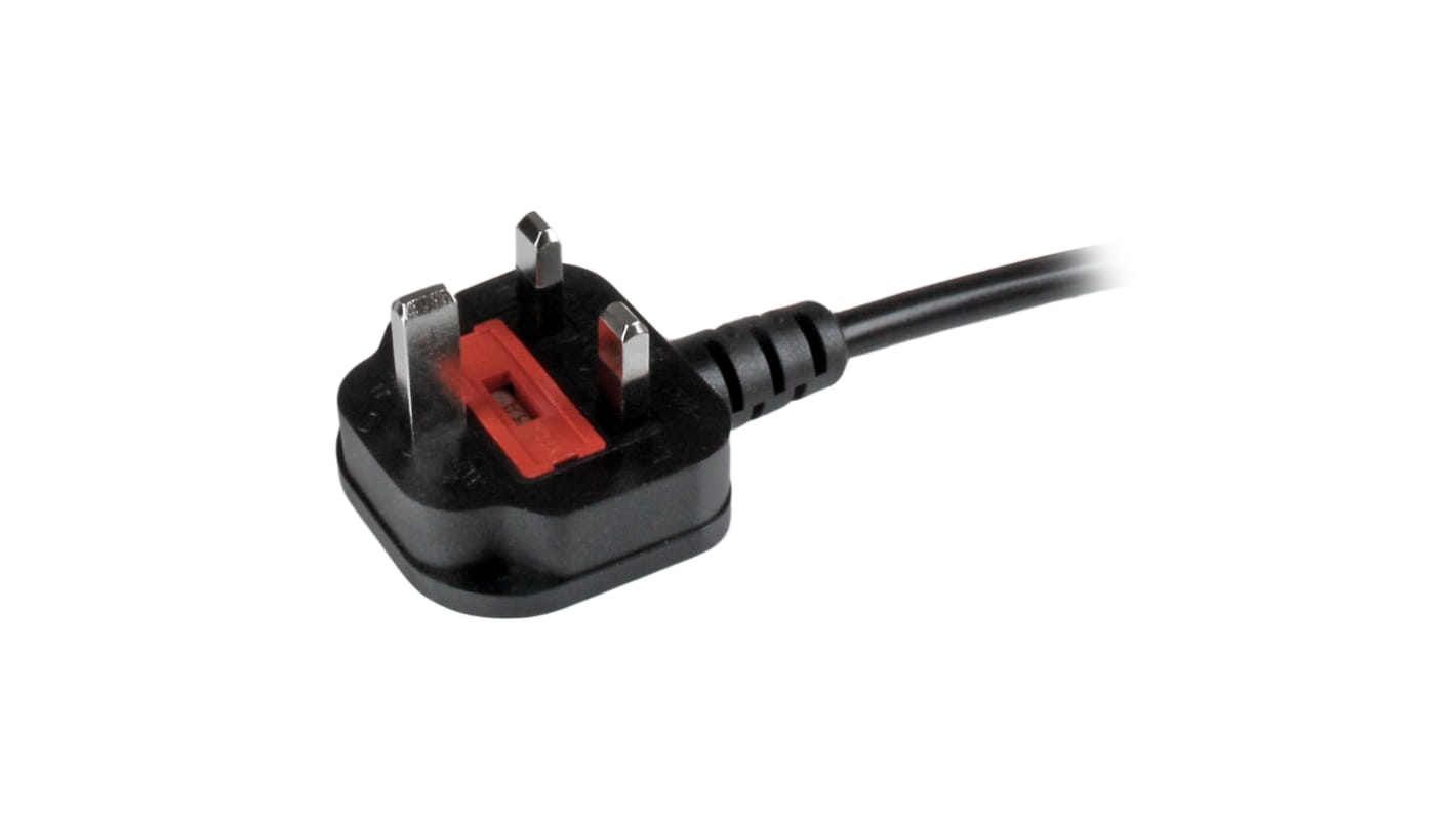 StarTech.com Netzkabel, 3-adrig Typ Leistung Schwarz x 6 mm /Ø 6.8mm 10 A, 1.8m, 250 V AC, PVC