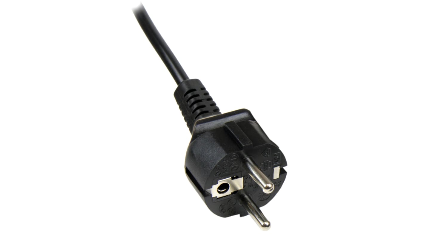 StarTech.com Konfektioniertes Stromkabel, A CEE 7/7 / Stecker abgewinkelt, B IEC C5 / Buchse gerade, 2m Schwarz,  250 V