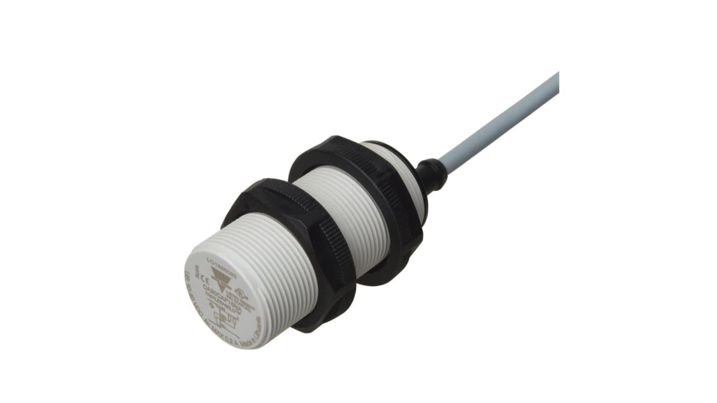 Carlo Gavazzi CA30CAF Series Capacitive Barrel-Style Proximity Sensor, M30 x 1.5, 16 mm Detection, NPN Output, 10