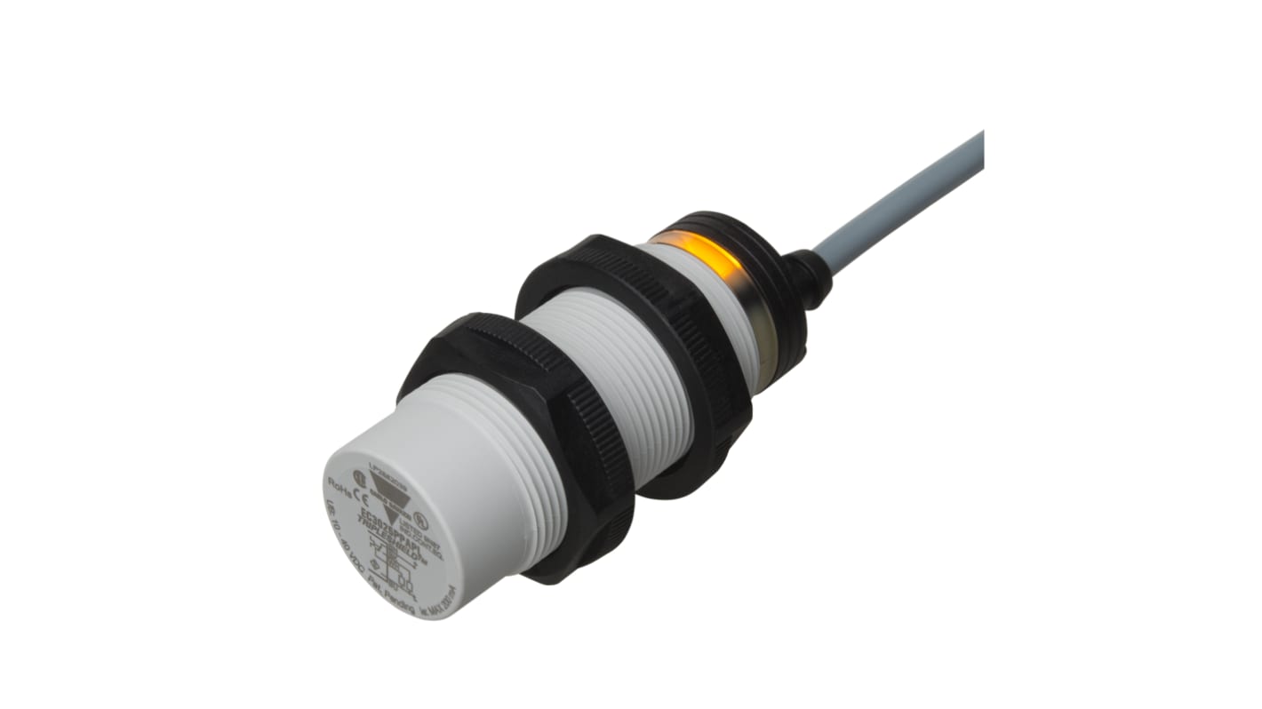 Carlo Gavazzi CA30CLN Series Capacitive Barrel-Style Proximity Sensor, M30 x 1.5, 25 mm Detection, NO/NC, NPN & PNP