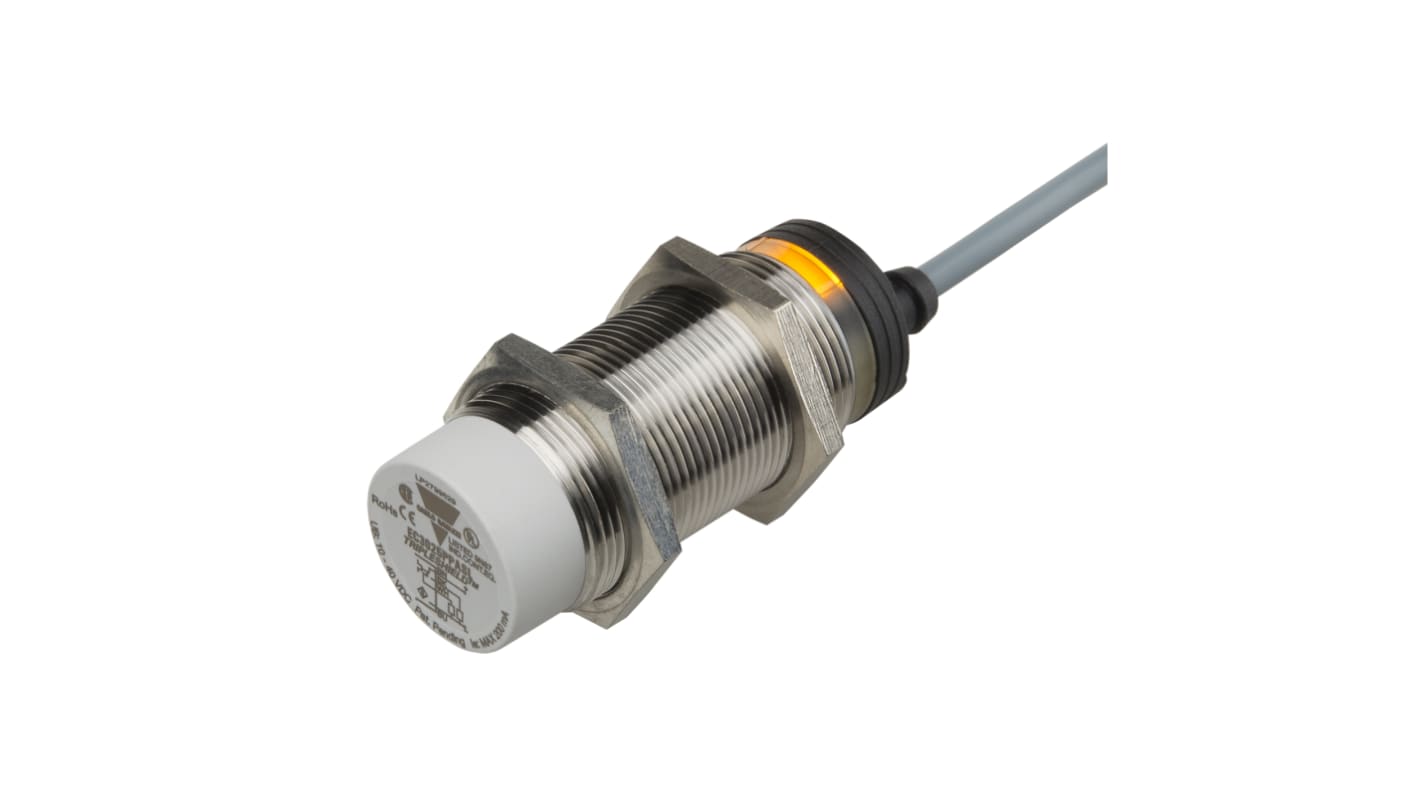 Carlo Gavazzi EC3025TBA Series Capacitive Barrel-Style Proximity Sensor, M30 x 1.5, 25 mm Detection, NO/NC Output, 20