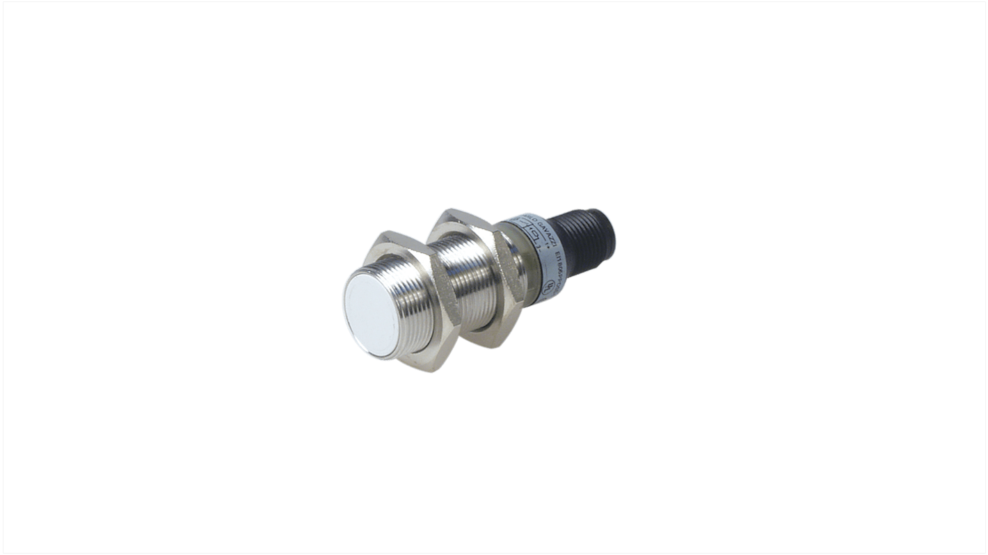 Carlo Gavazzi EI18 Series Inductive Barrel-Style Inductive Proximity Sensor, M18 x 1, 5 mm Detection, NPN Output, 10