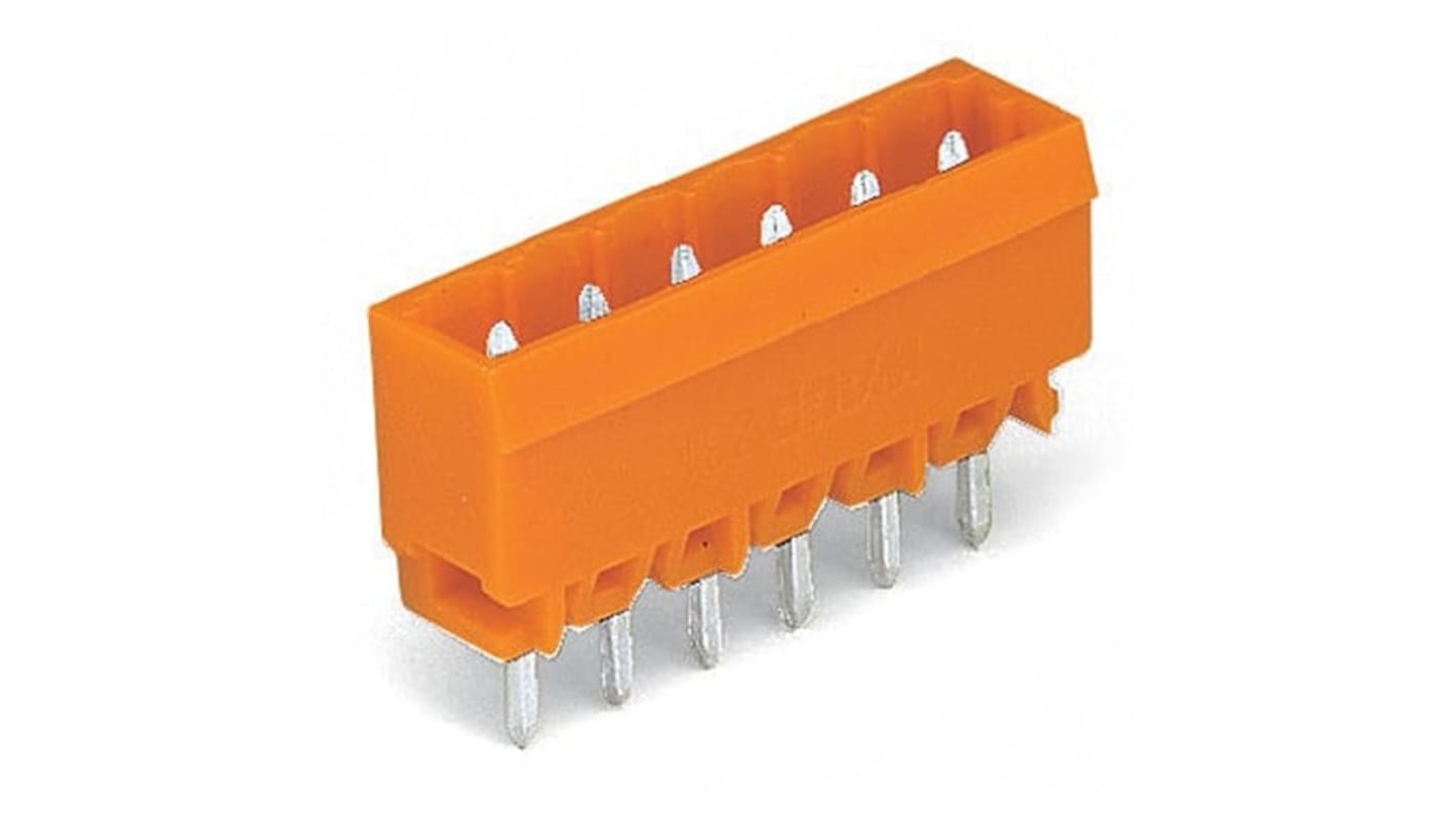 Wago 231 Series Straight PCB Mount PCB Header, 6 Contact(s), 5.08mm Pitch, 1 Row(s), Shrouded