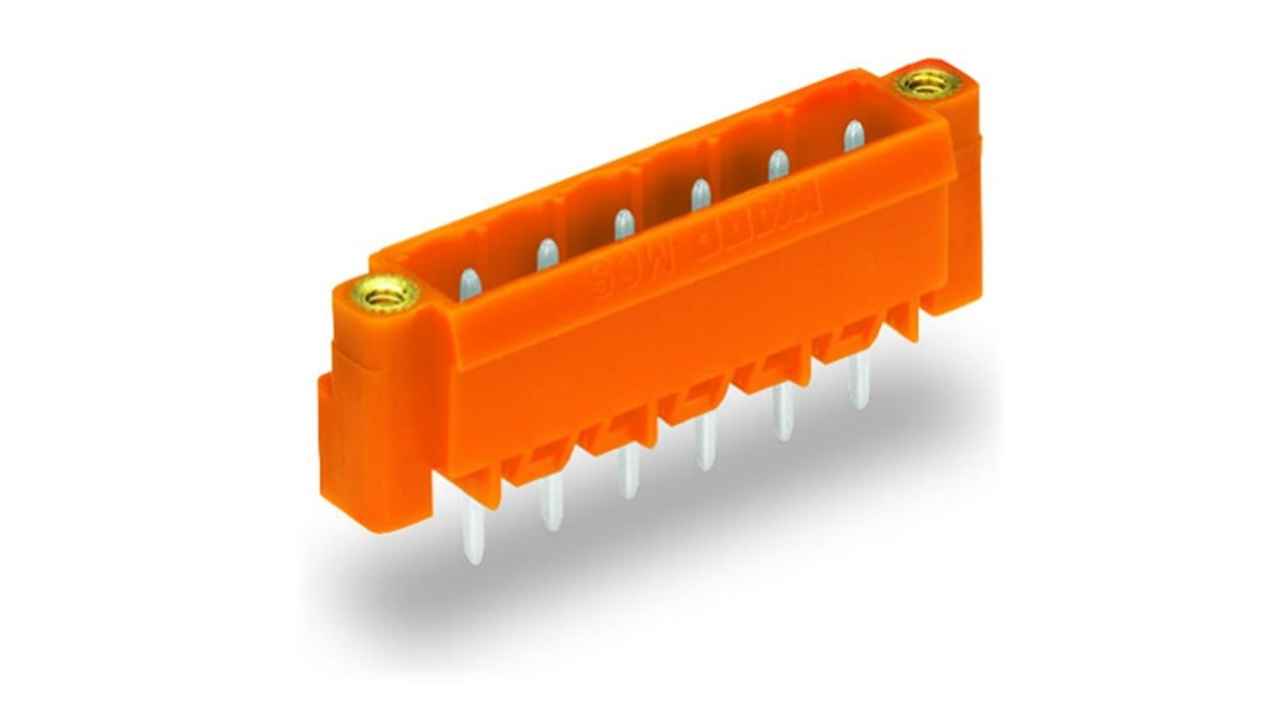 Conector macho para PCB Wago serie 231 de 15 vías, 1 fila, paso 5.08mm, Montaje en PCB