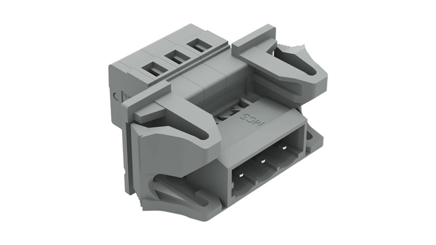 Wago 231 Series Pluggable Connector, 3-Pole, Male, 3-Way, Snap-In, 12A