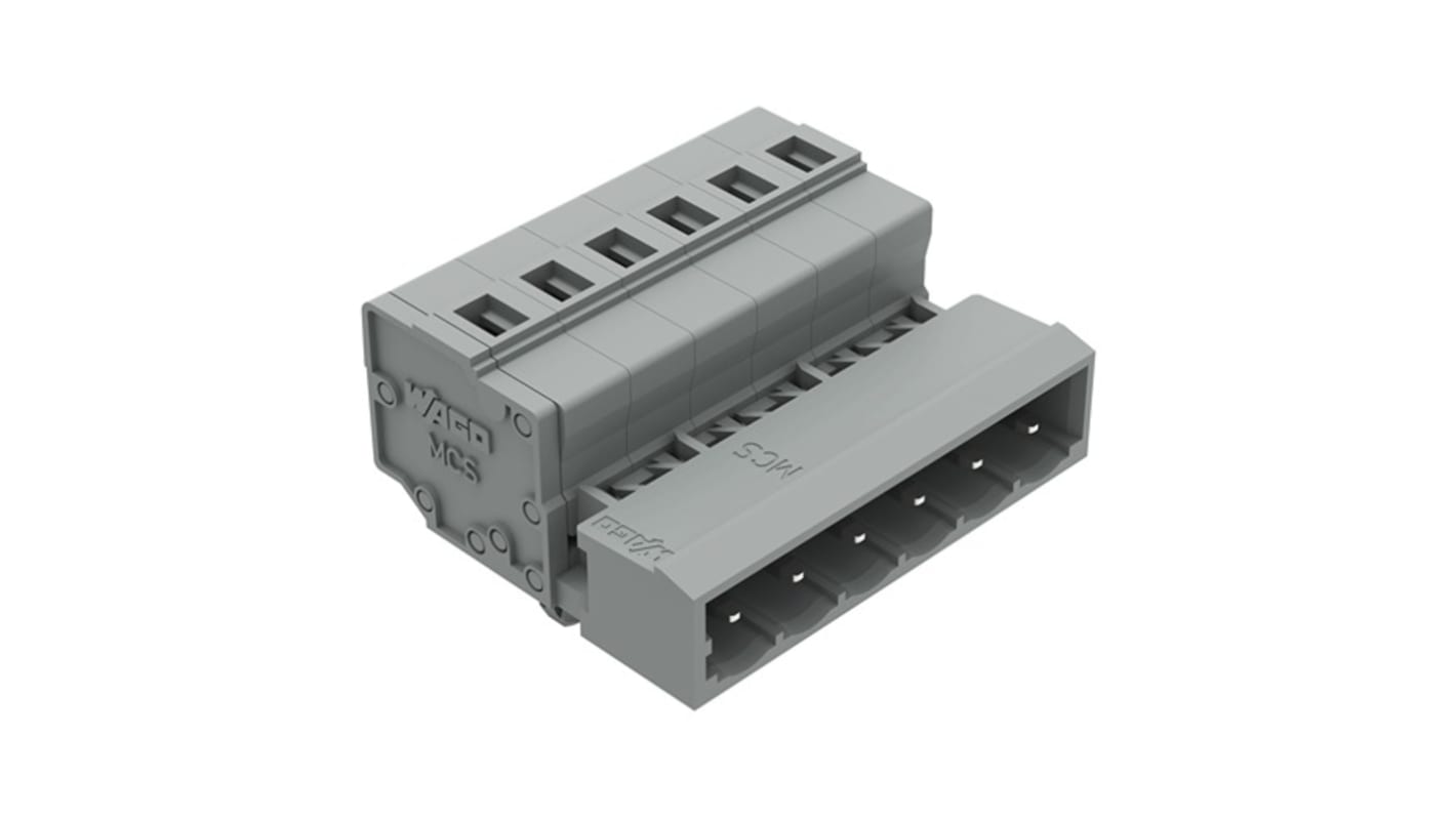 Wago 231 Series Connector, 6-Pole, Male, 6-Way, Snap-In, 12A