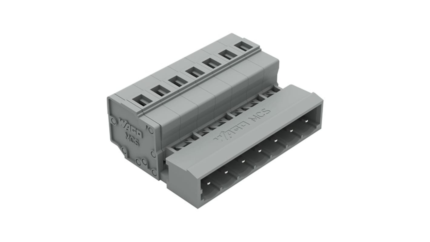 Wago 231 Series Connector, 7-Pole, Male, 7-Way, Plug-In, 15A