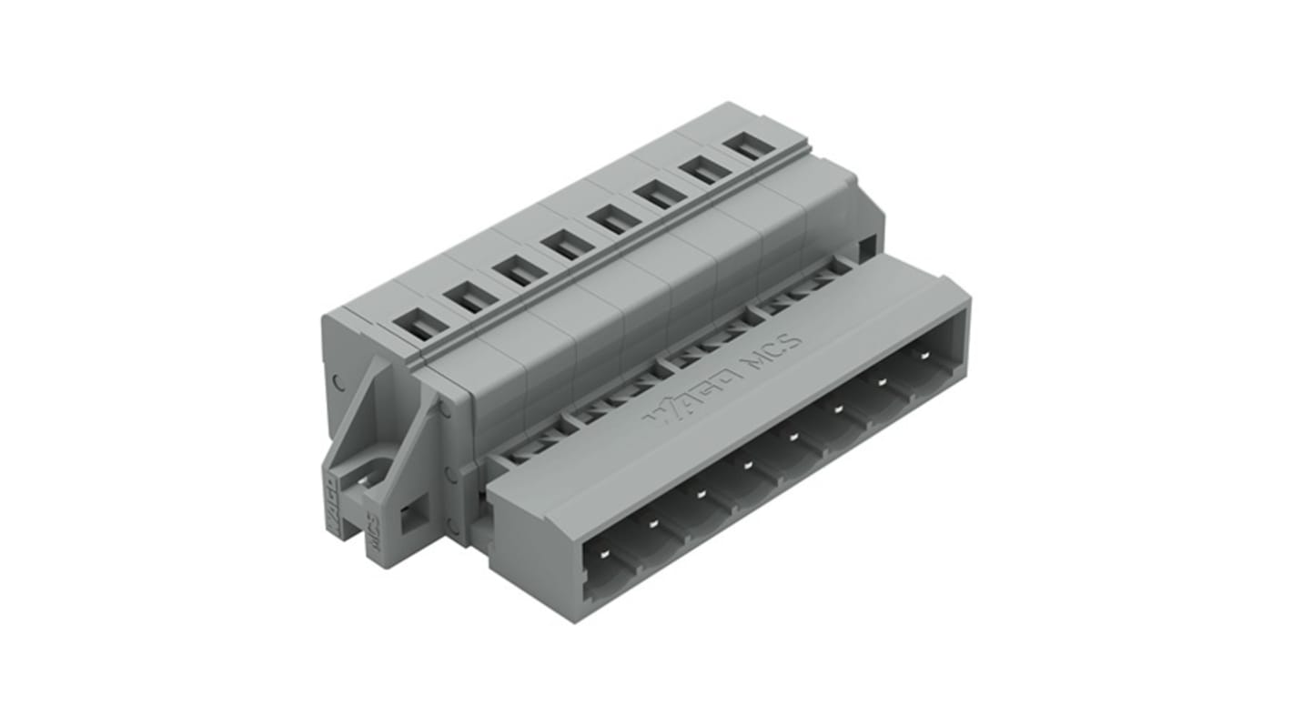 Wago 231 Series Pluggable Connector, 8-Pole, Male, 8-Way, Snap-In, 12A