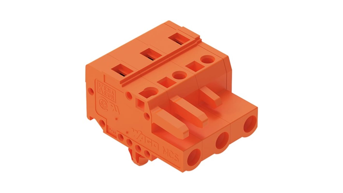 Wago 231 Series Connector, 3-Pole, Female, 3-Way, Snap-In, 16A