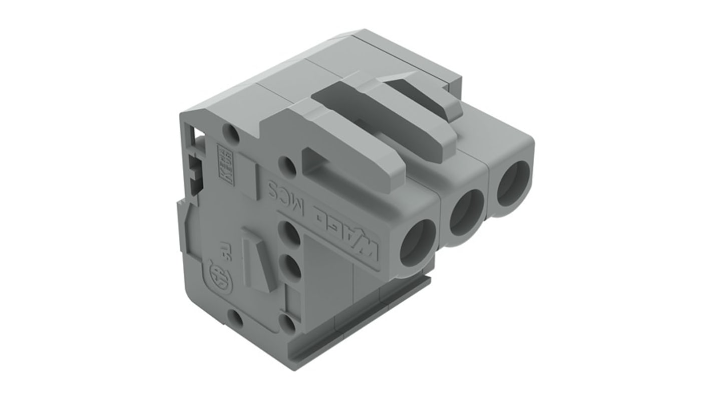 Wago 232 Series Pluggable Connector, 3-Pole, Female, 3-Way, Snap-In, 14A