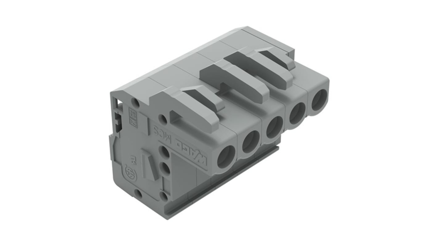 Wago 232 Series Connector, 5-Pole, Female, 5-Way, Plug-In, 15A