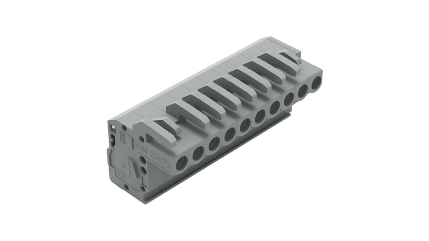 Wago 232 Series Connector, 10-Pole, Female, 10-Way, Snap-In, 14A