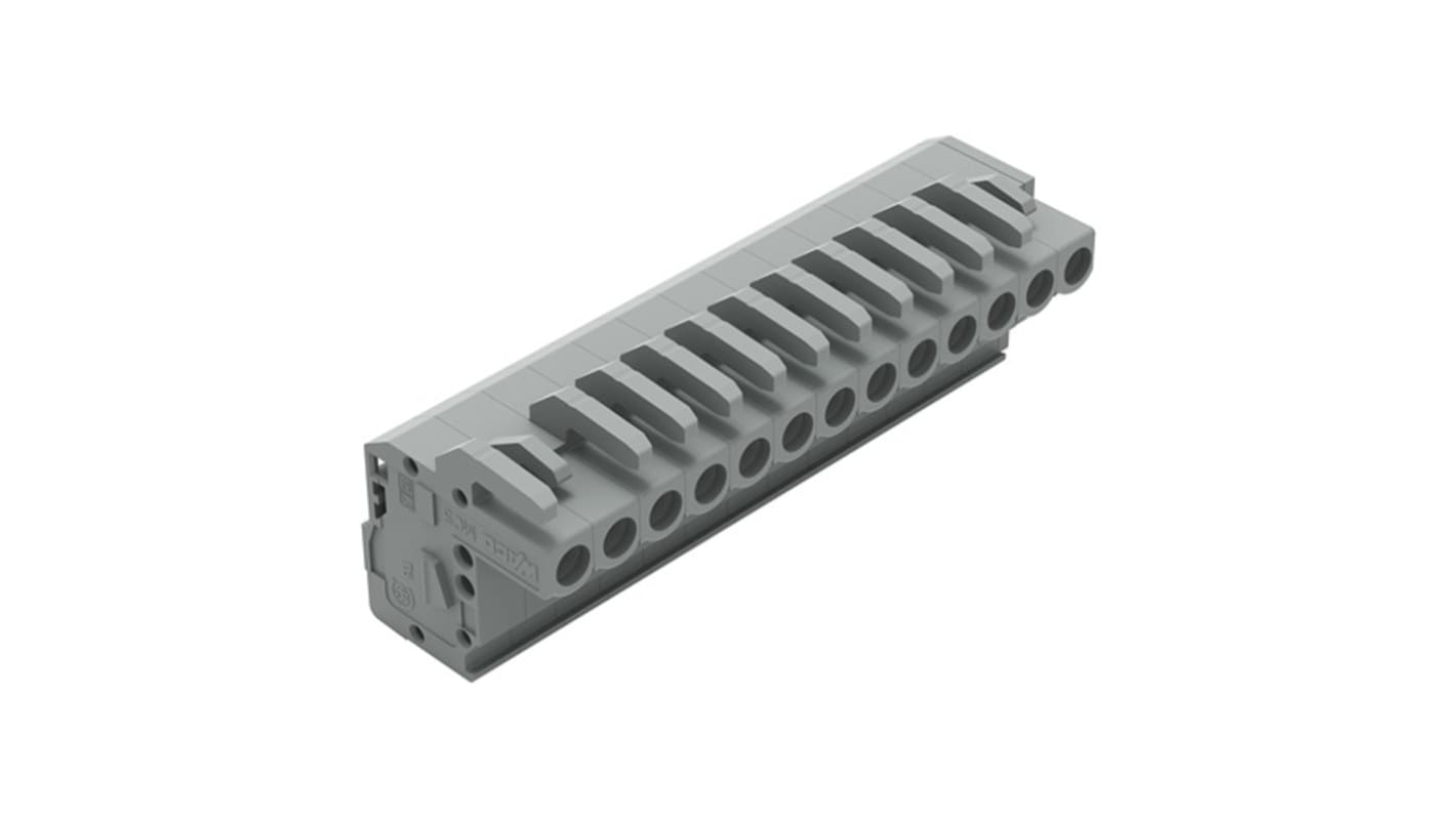 Wago 232 Series Connector, 13-Pole, Female, 13-Way, Snap-In, 14A