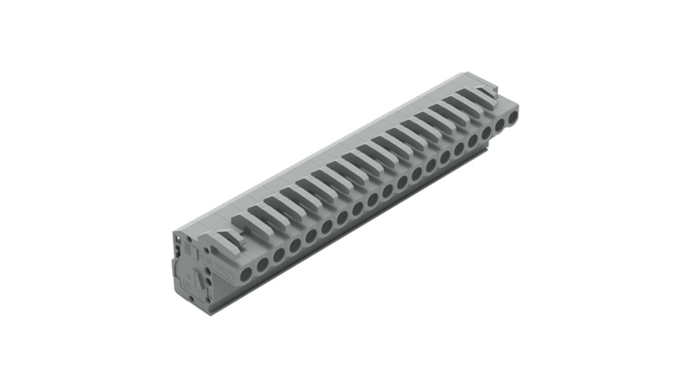 Wago 232 Series Connector, 19-Pole, Female, 19-Way, Snap-In, 14A