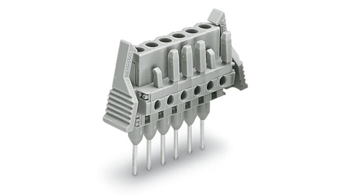 Wago 232 Series Straight Rail Mount Socket Strip, 7-Contact, 1-Row, 5mm Pitch, Pin Termination