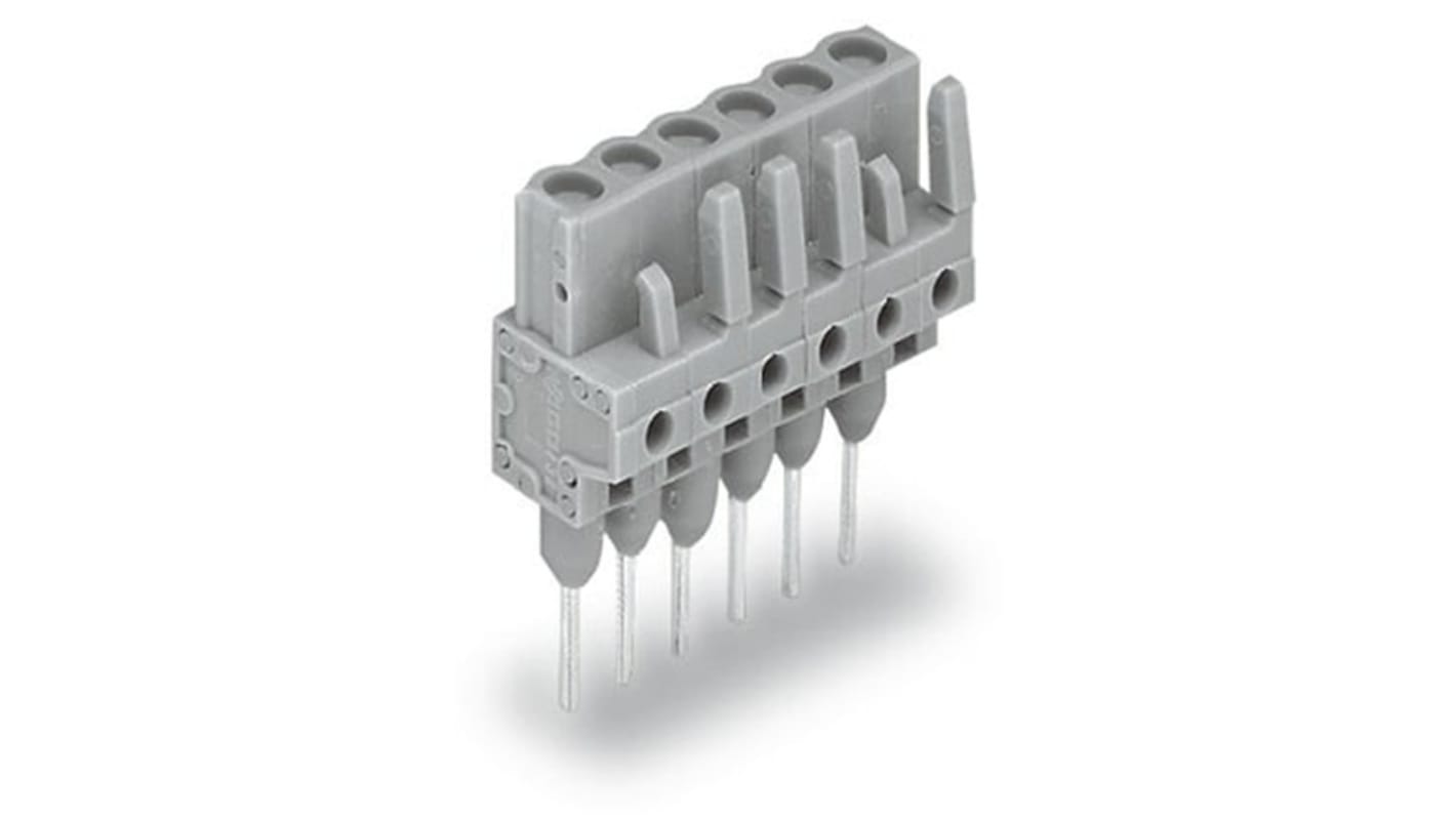 Wago 232 Series Straight Rail Mount PCB Connector, 6-Contact, 1-Row, 5mm Pitch, Socket Termination