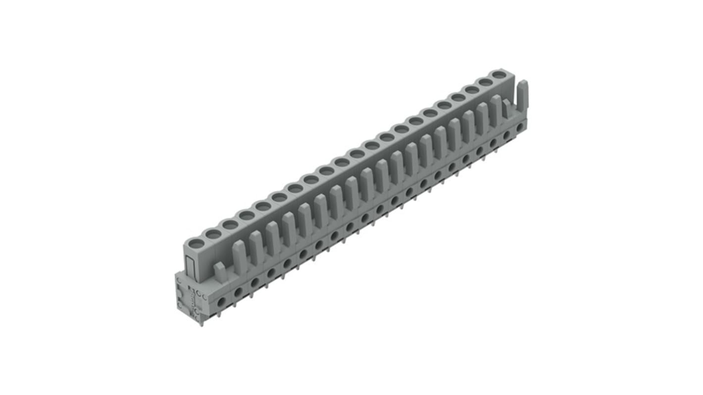 Conector de montaje en PCB Wago serie 232, de 21 vías en 1 fila, paso 5mm, Montaje en PCB, terminación Soldadura,