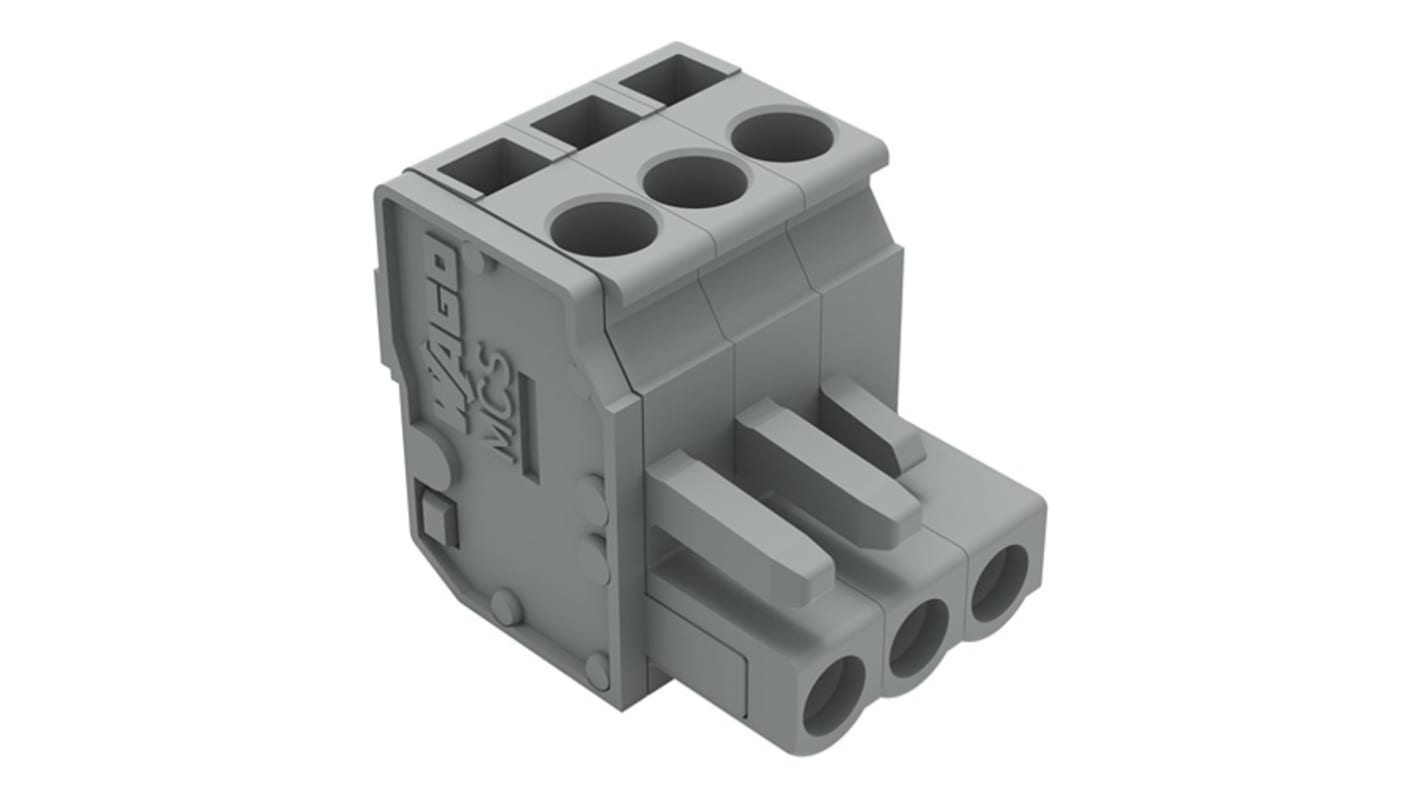 Wago 232 Series Connector, 3-Pole, Female, 3-Way, Snap-In, 14A