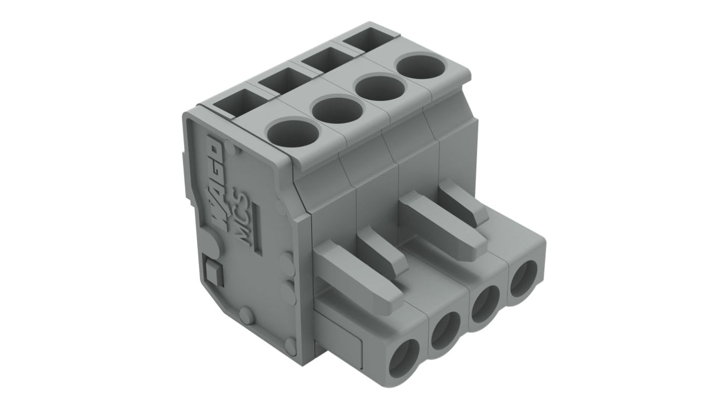 Wago 232 Series Connector, 4-Pole, Female, 4-Way, Snap-In, 14A