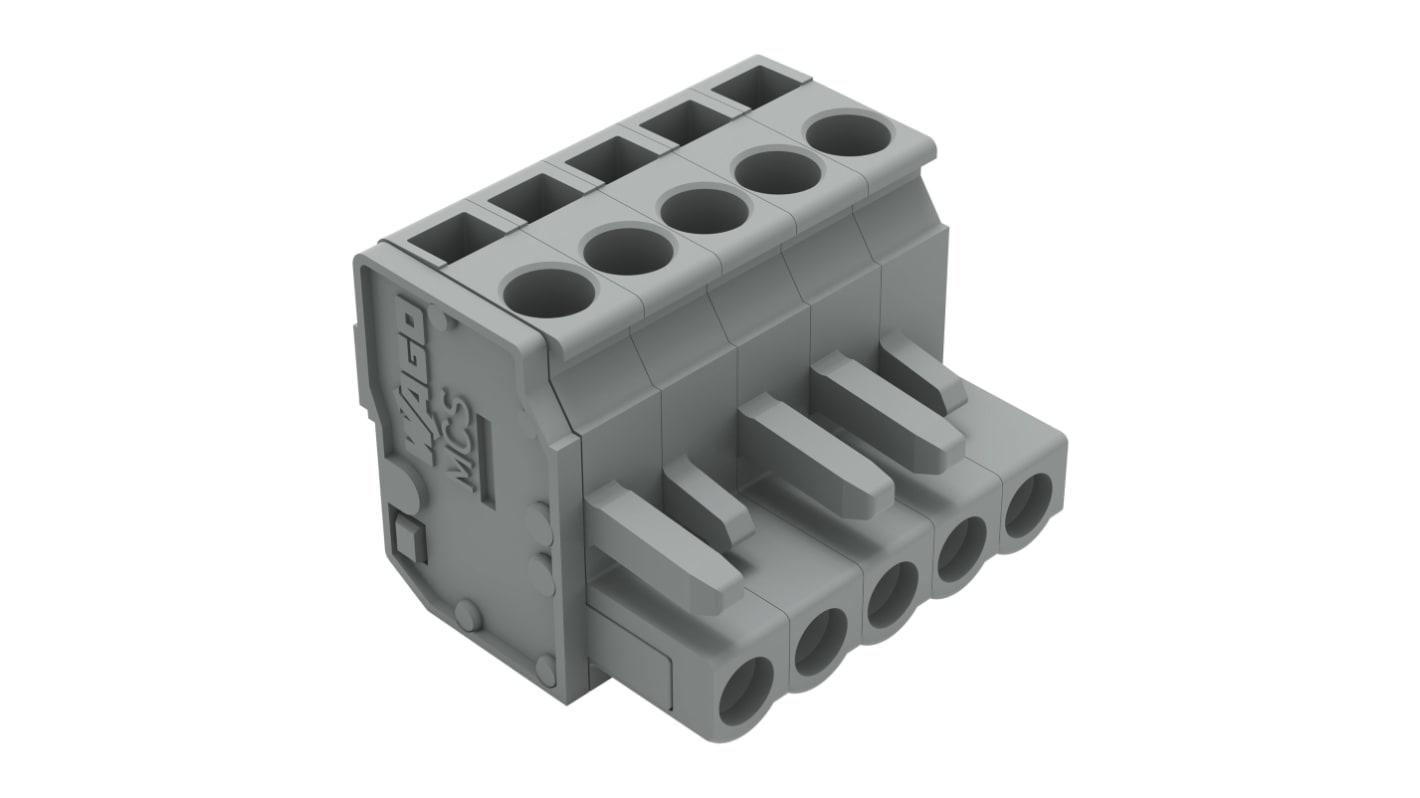 Wago 232 Series Pluggable Connector, 5-Pole, Female, 5-Way, Snap-In, 14A