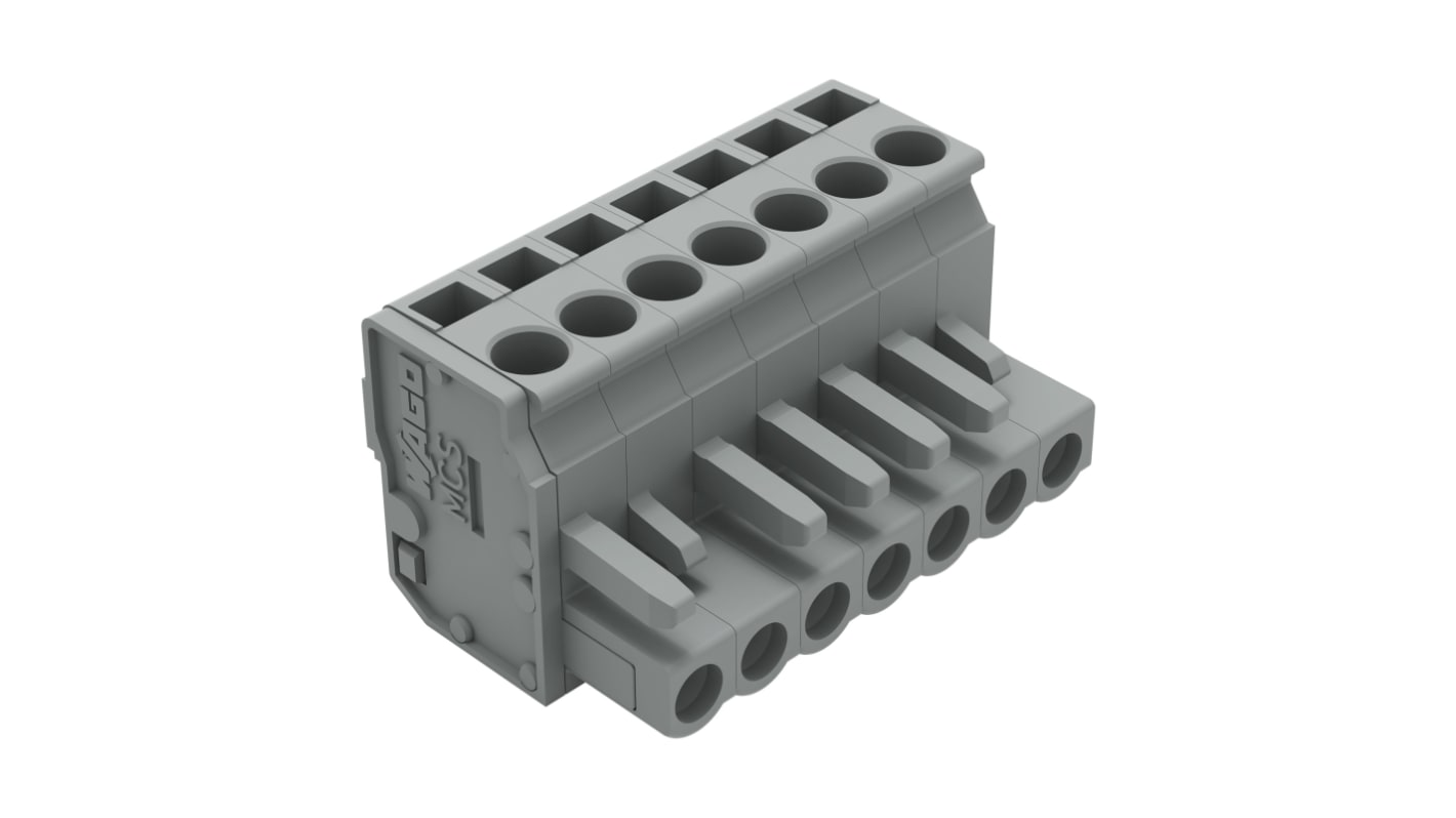 Wago 232 Series Pluggable Connector, 7-Pole, Female, 7-Way, Plug-In, 15A