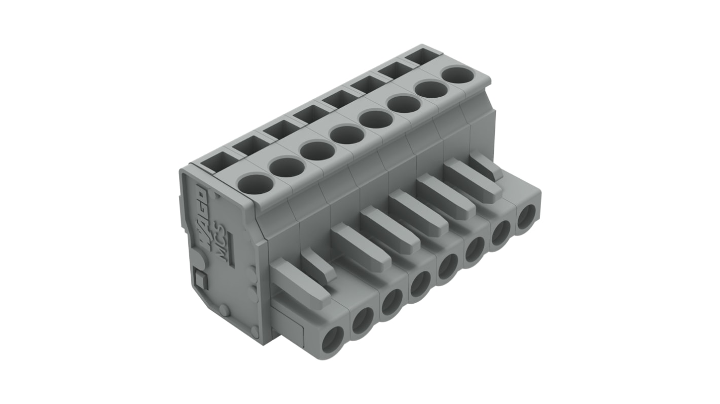 Wago 232 Series Pluggable Connector, 8-Pole, Female, 8-Way, Snap-In, 14A