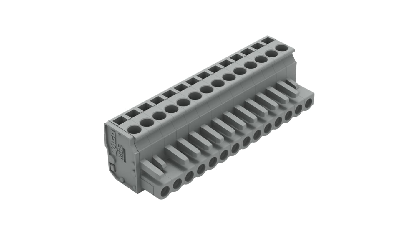 Wago 232 Series Pluggable Connector, 14-Pole, Female, 14-Way, Snap-In, 14A