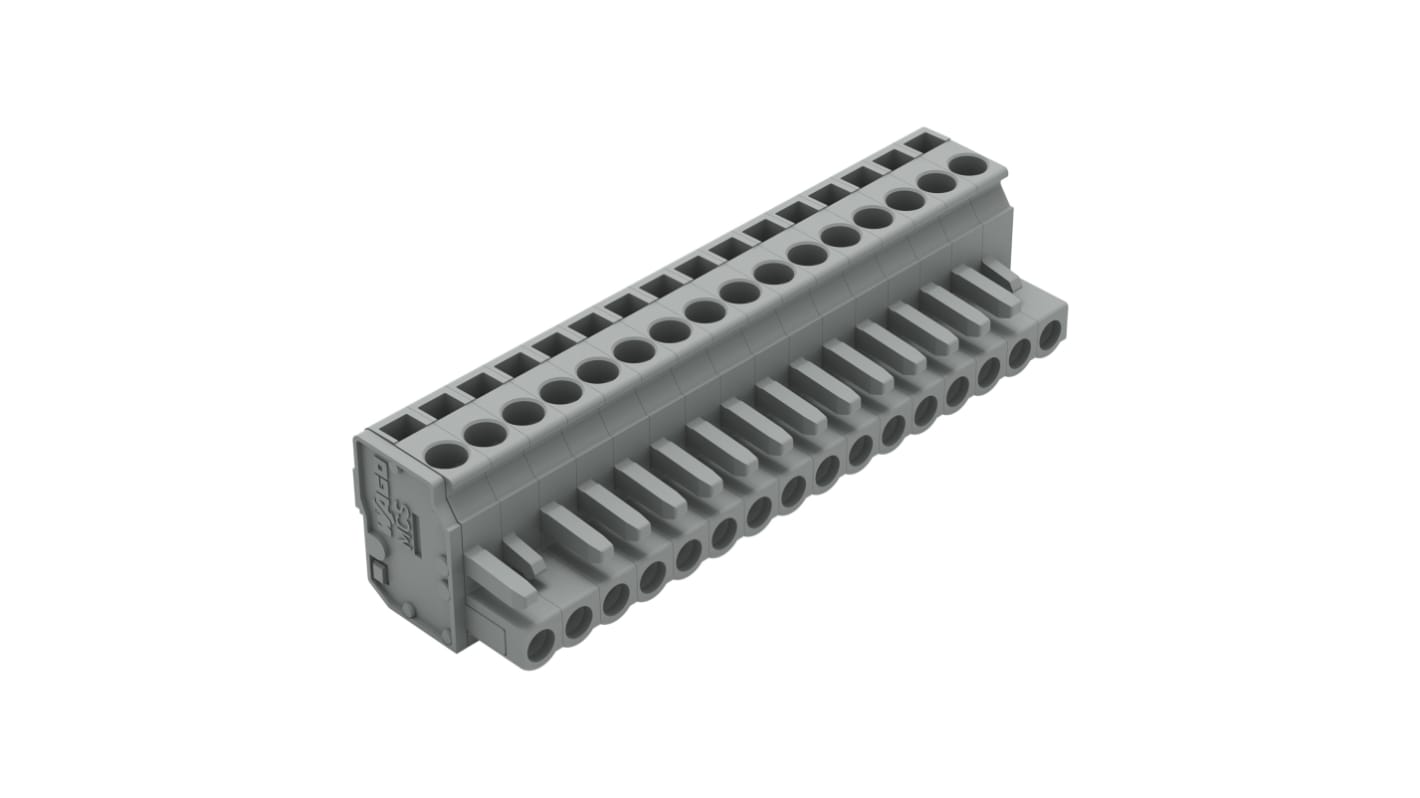 Wago 232 Series Pluggable Connector, 16-Pole, Female, 16-Way, Plug-In, 15A