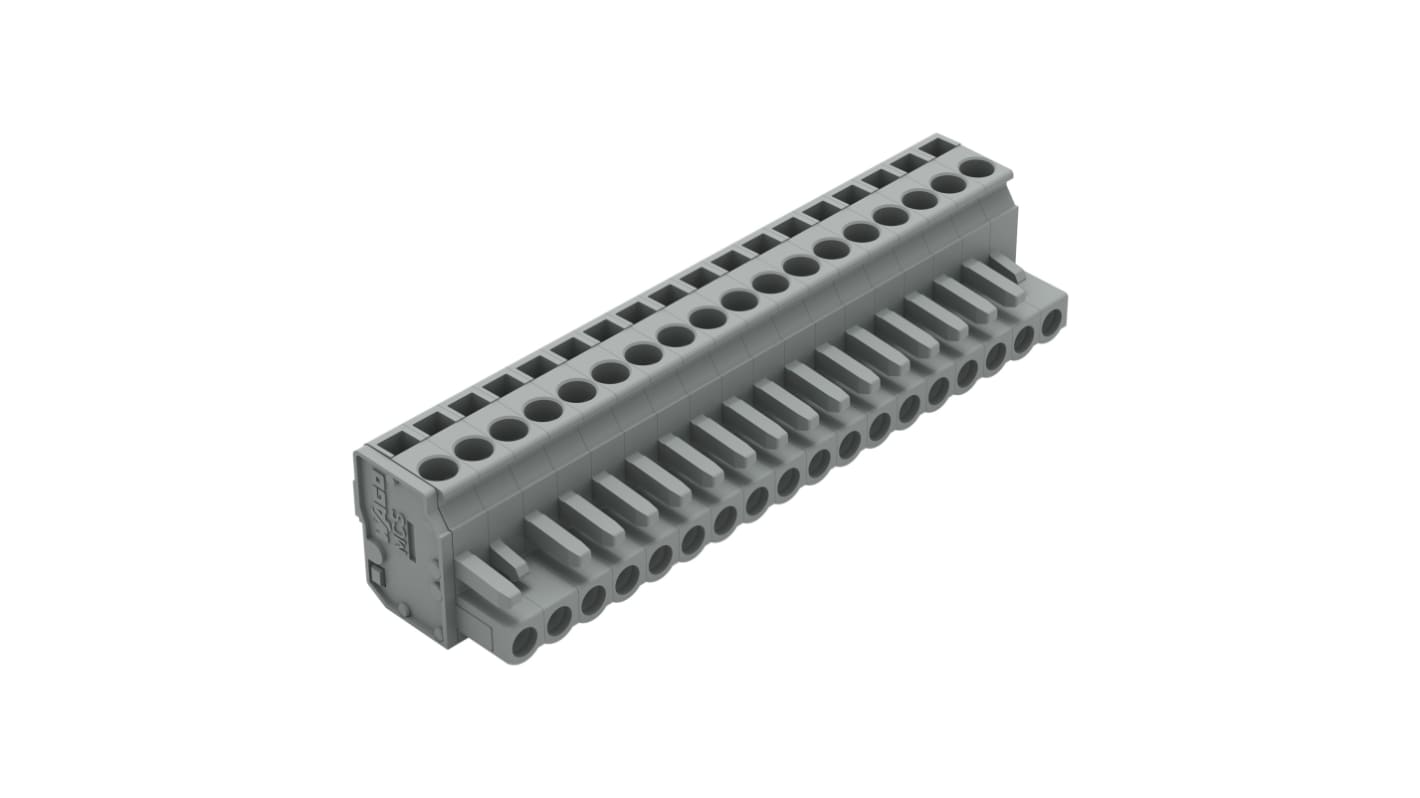 Wago 232 Series Connector, 18-Pole, Female, 18-Way, Snap-In, 14A