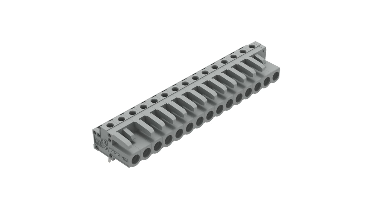 Wago 232 Leiterplatten-Stiftleiste gewinkelt 15-polig / 1-reihig, Raster 5mm