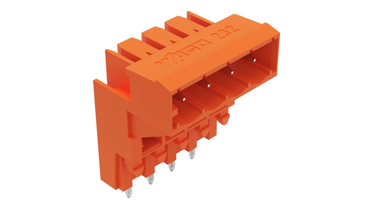 File di contatti PCB Wago, 4 vie, 1 fila, passo 5.08mm