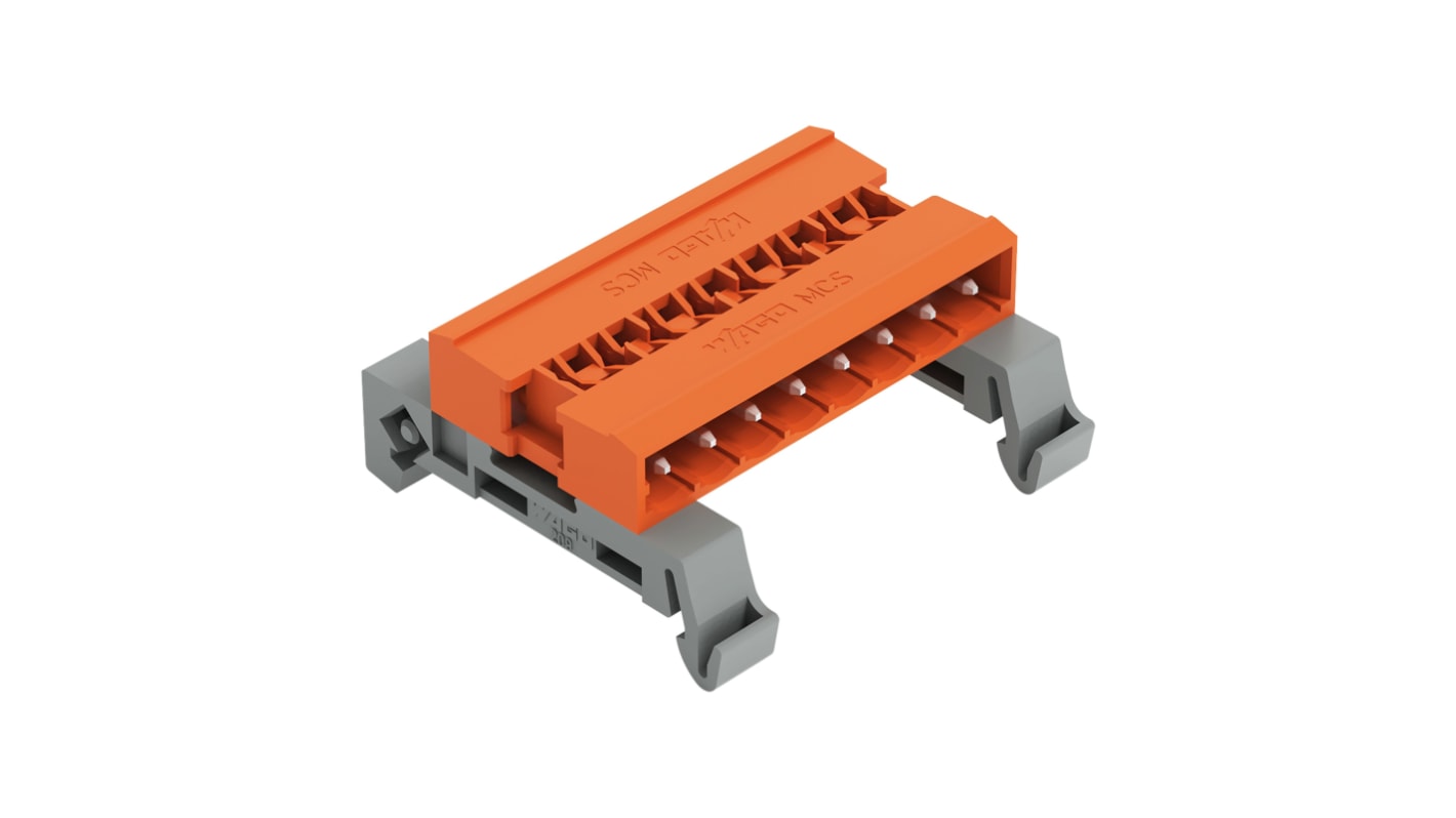 Wago 5.08mm Pitch 8 Way Horizontal Pluggable Terminal Block, Pin Header, DIN Rail Mount, Pin Termination