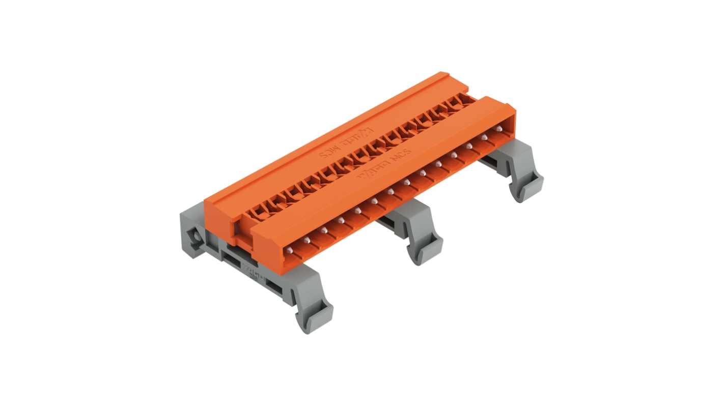 Wago 5.08mm Pitch 14 Way Horizontal Pluggable Terminal Block, Pin Header, DIN Rail Mount, Pin Termination