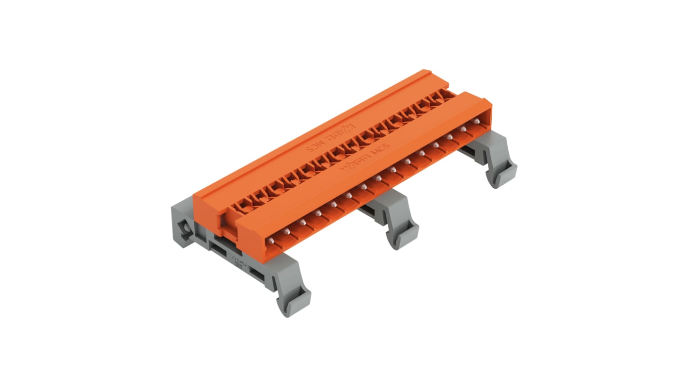 Wago 5.08mm Pitch 15 Way Horizontal Pluggable Terminal Block, Pin Header, DIN Rail Mount, Pin Termination