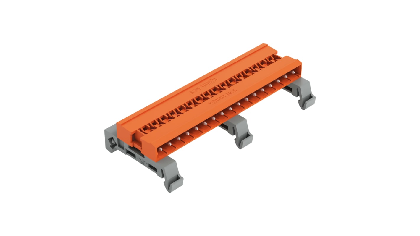 Wago 5.08mm Pitch 17 Way Horizontal Pluggable Terminal Block, Pin Header, DIN Rail Mount, Pin Termination