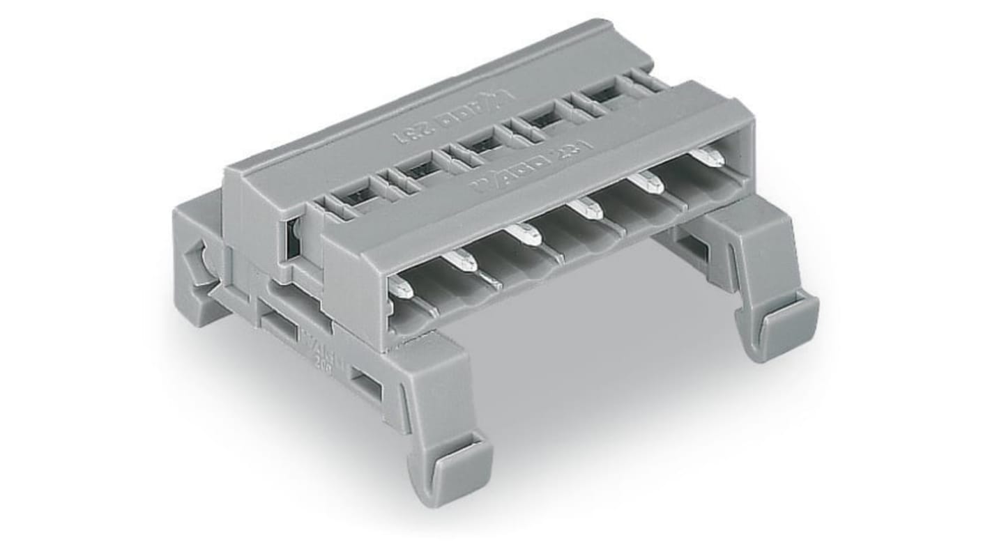 Wago 7.5mm Pitch 8 Way Horizontal Pluggable Terminal Block, Pin Header, DIN Rail Mount, Pin Termination
