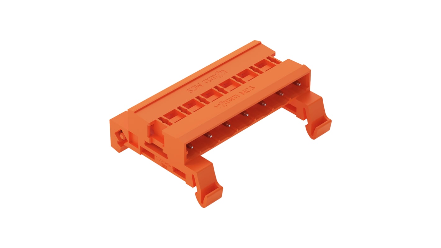 Wago 7.62mm Pitch 7 Way Horizontal Pluggable Terminal Block, Pin Header, DIN Rail Mount, Pin Termination