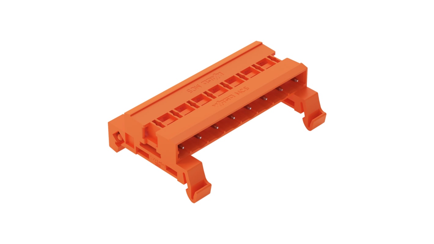 Wago 7.62mm Pitch 8 Way Horizontal Pluggable Terminal Block, Pin Header, DIN Rail Mount, Pin Termination