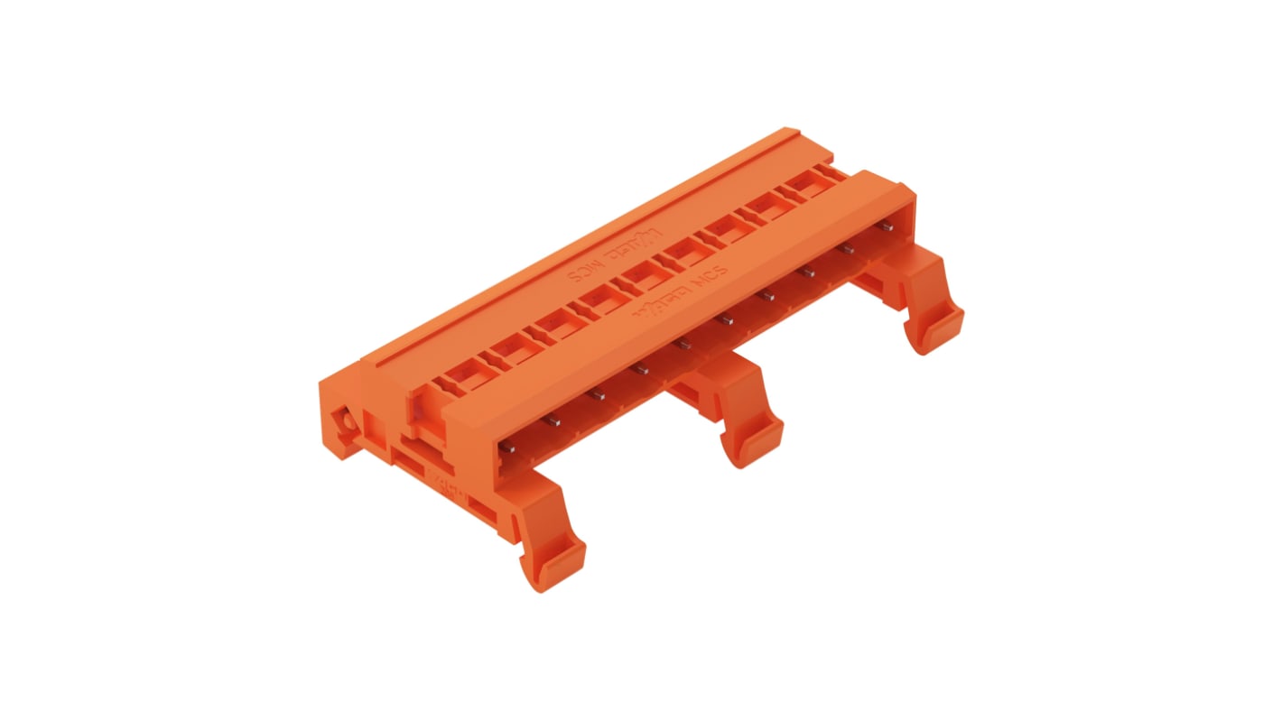 Wago 5mm Pitch 10 Way Horizontal Pluggable Terminal Block, Pin Header, DIN Rail Mount, Pin Termination