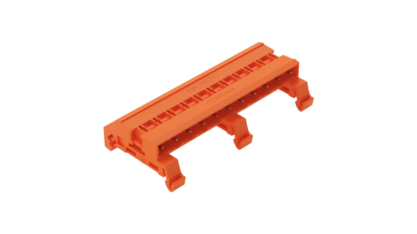 Wago 7.62mm Pitch 11 Way Horizontal Pluggable Terminal Block, Pin Header, DIN Rail Mount, Pin Termination