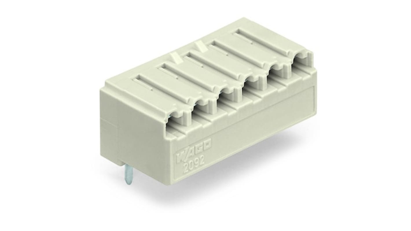 Conector de montaje en PCB En Ángulo Wago serie 2092, de 2 vías en 1 fila, paso 5mm, Montaje en PCB, para soldar