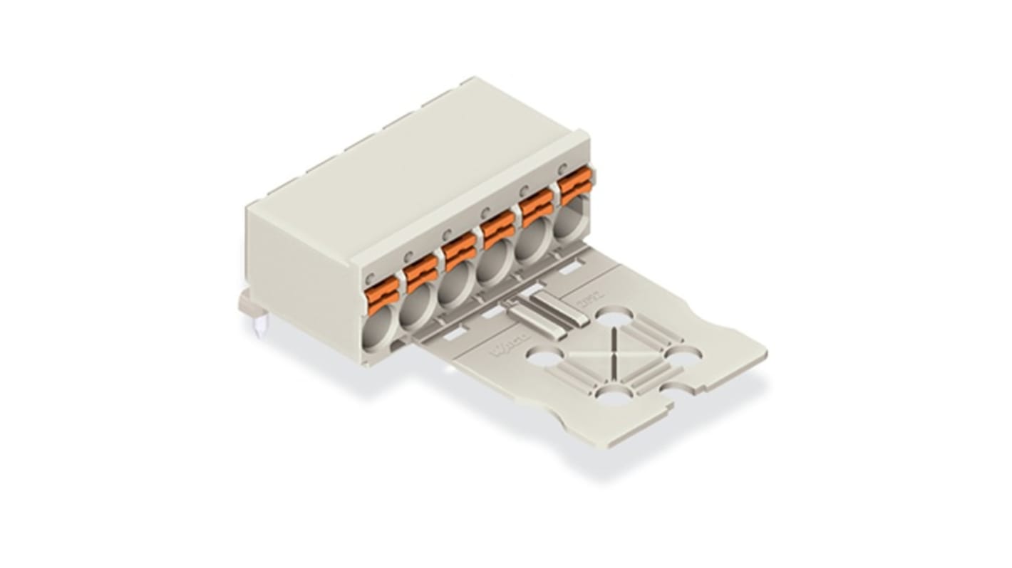 Conector de montaje en PCB En Ángulo Wago serie 2092, de 5 vías en 1 fila, paso 5mm, Montaje en PCB, para soldar